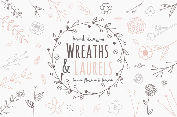 Wreaths & Laurels Hand Drawn Vectors in Illustrations - product preview 4