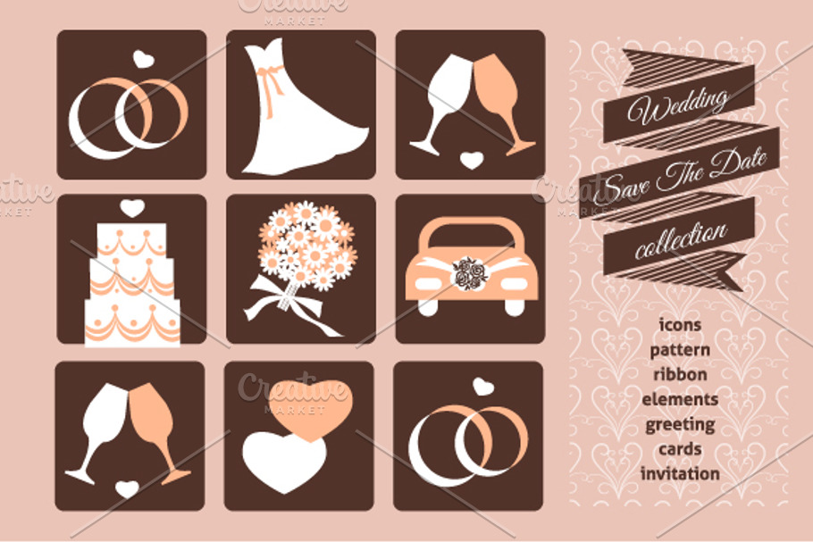 Weeding set - icons and card in Illustrations - product preview 8