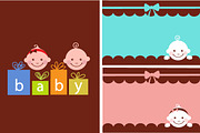 Baby shower set of cards and icons