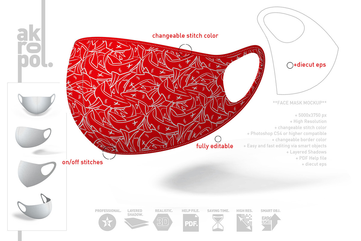 Face Mask Mockup in Product Mockups - product preview 8