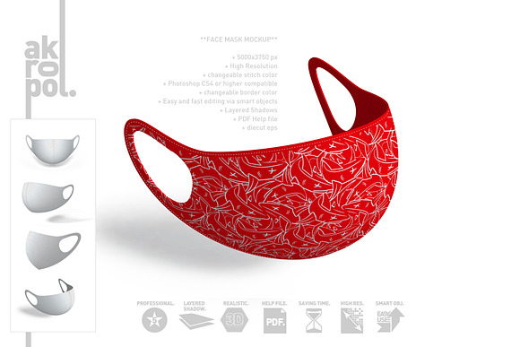 Face Mask Mockup in Product Mockups - product preview 1