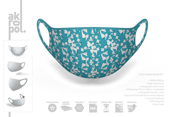 Face Mask Mockup in Product Mockups - product preview 3