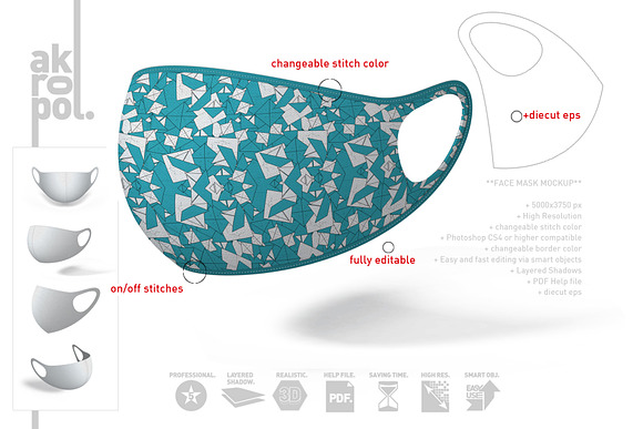 Face Mask Mockup in Product Mockups - product preview 5