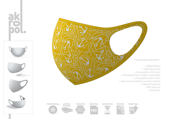 Face Mask Mockup in Product Mockups - product preview 11