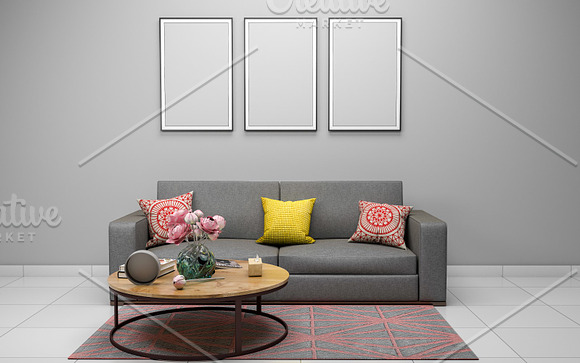 Interior Living Room Mockup V8 in Scene Creator Mockups - product preview 8