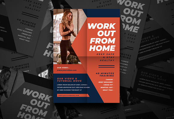 Workout from Home Flyer in Flyer Templates - product preview 3