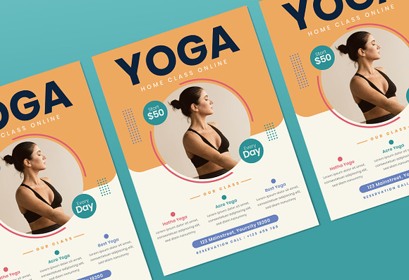 Yoga Online Flyer in Flyer Templates - product preview 2