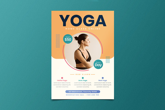 Yoga Online Flyer in Flyer Templates - product preview 3