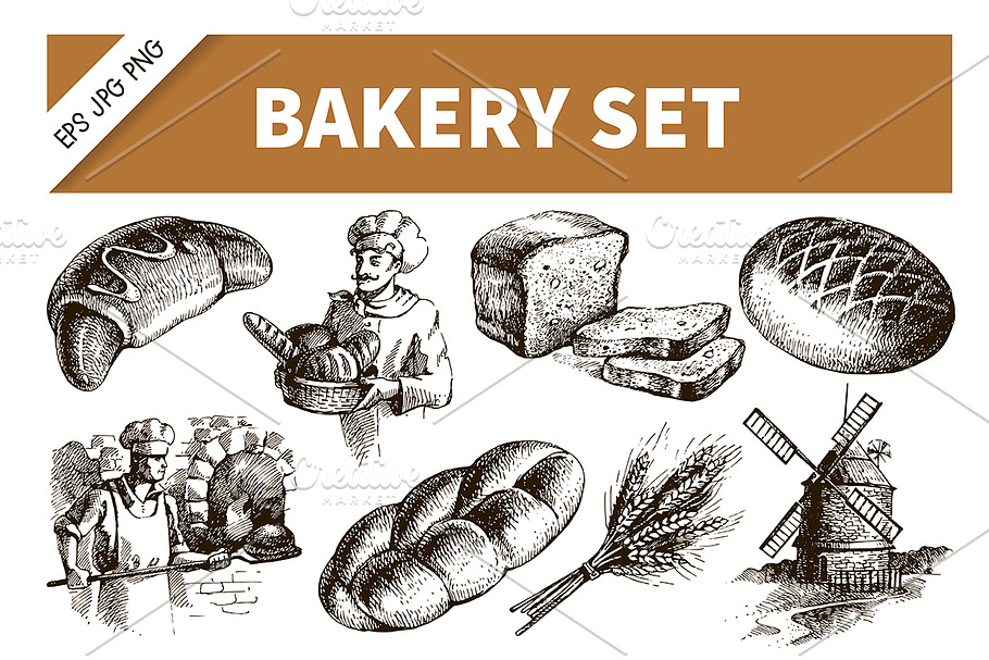 Sketch Bakery Hand Drawn Set in Illustrations - product preview 8