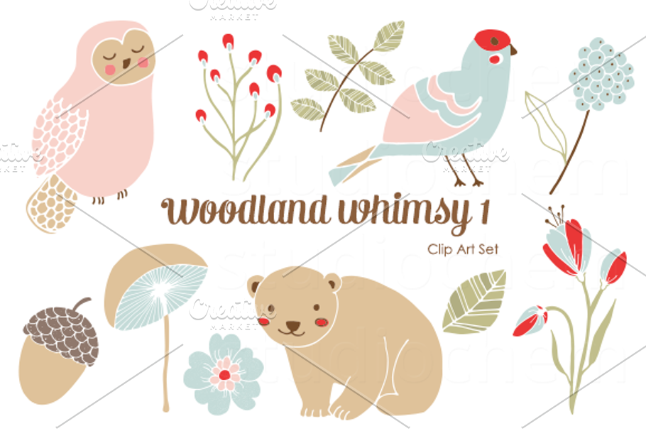 Woodland Whimsy 1 .PNG Clip Art Set in Illustrations - product preview 8