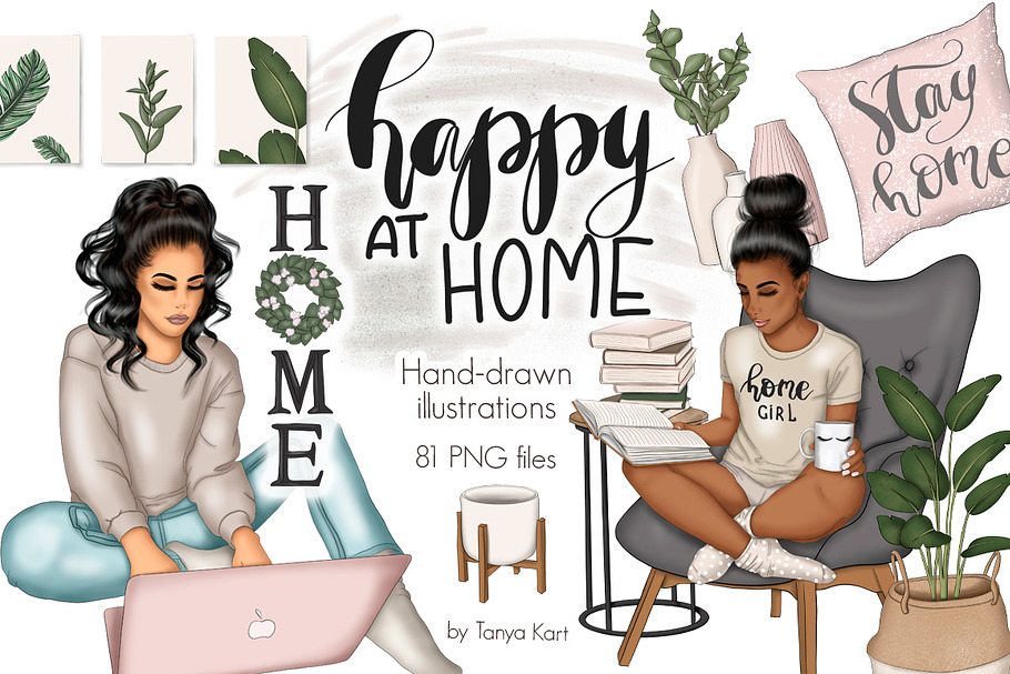 Happy At Home Clipart & Patterns in Illustrations - product preview 8