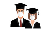 Cute university graduates in bonnets