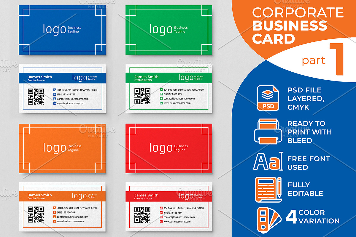 Corporate Business Card part 1 in Business Card Templates - product preview 8