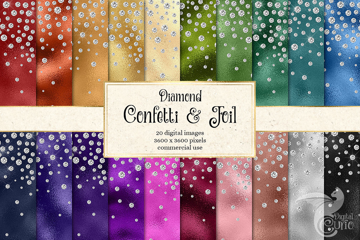 Diamond Confetti Foil Digital Paper in Textures - product preview 8