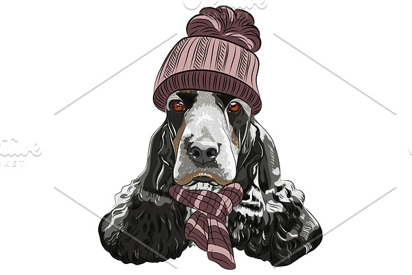 vector hipster dog English Cocker