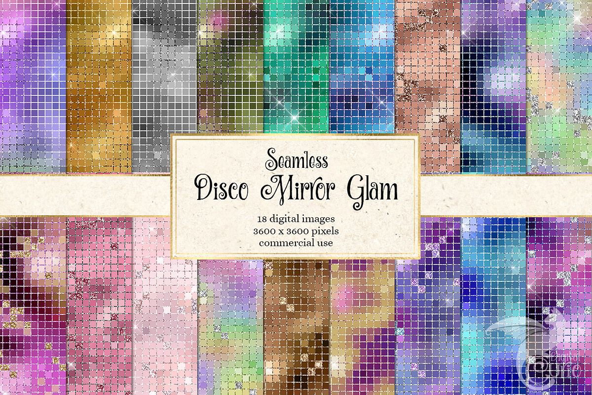 Disco Mirror Glam Digital Paper in Textures - product preview 8