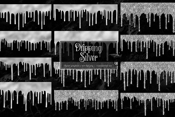 Dripping Silver Clipart in Illustrations - product preview 2