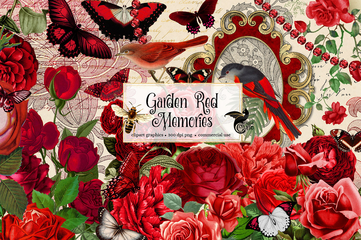 Garden Red Memories Clipart in Illustrations - product preview 8