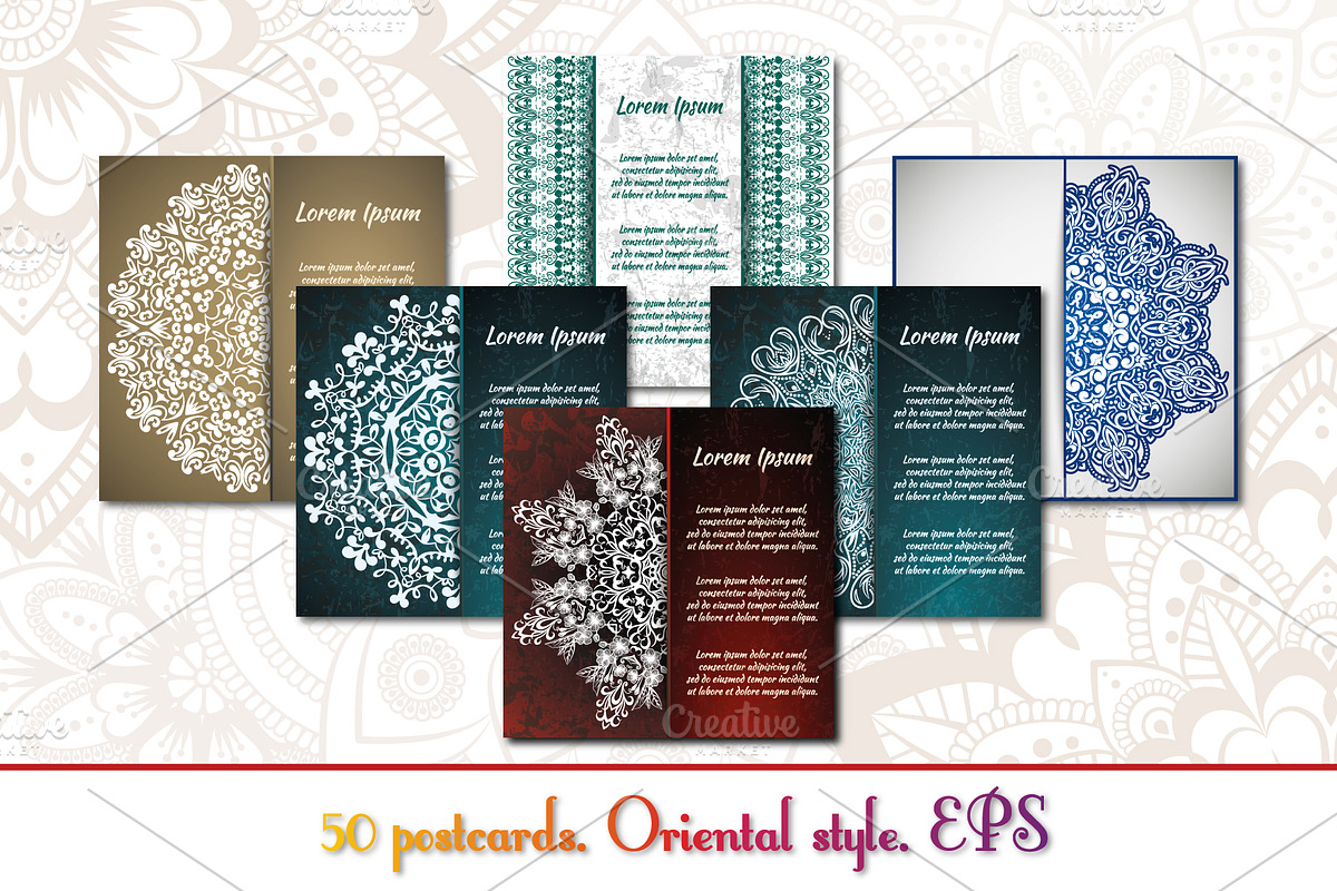 Vintage greeting cards with mandala in Business Card Templates - product preview 8