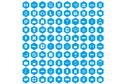 100 bag icons set blue