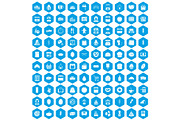100 bakery icons set blue