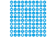 100 balance icons set blue