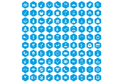 100 banquet icons set blue