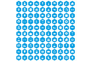 100 bounty icons set blue
