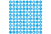 100 breakfast icons set blue