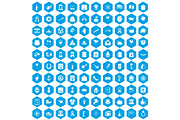 100 calendar icons set blue