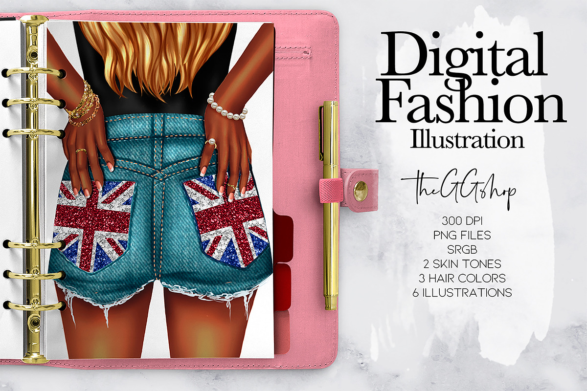 Uk flag girl Cliparts in Illustrations - product preview 8