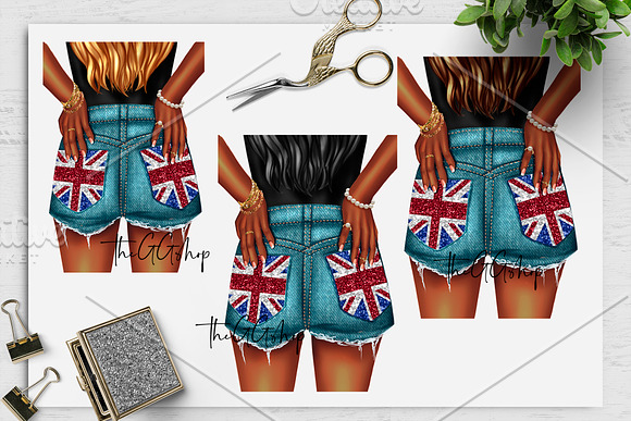 Uk flag girl Cliparts in Illustrations - product preview 2