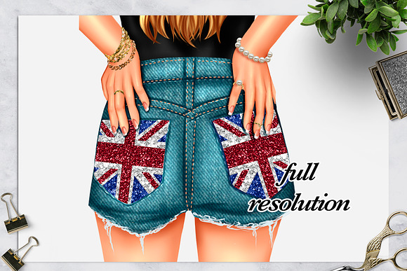 Uk flag girl Cliparts in Illustrations - product preview 3