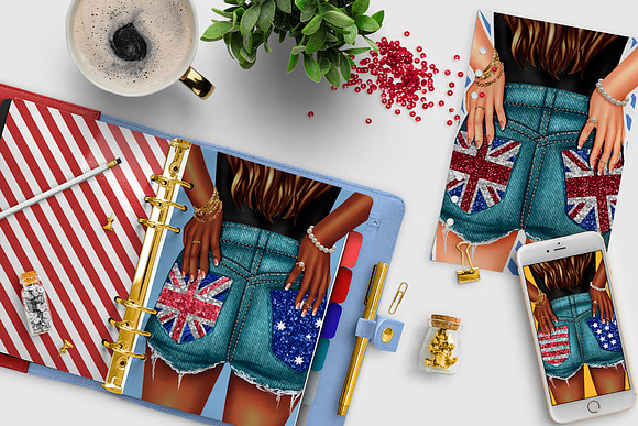 Uk flag girl Cliparts in Illustrations - product preview 4