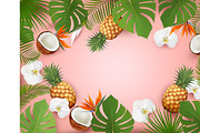 Summer tropical background with palm