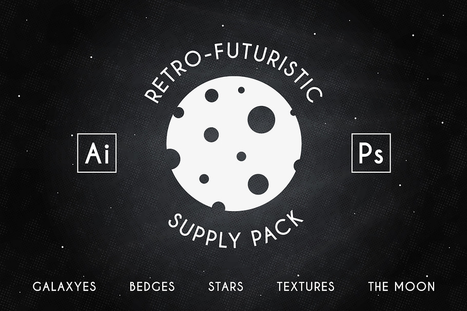 Retro-futuristic badges and supplyes in Objects - product preview 8