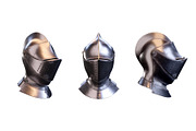 Set of Medieval Knight Armet Helmet