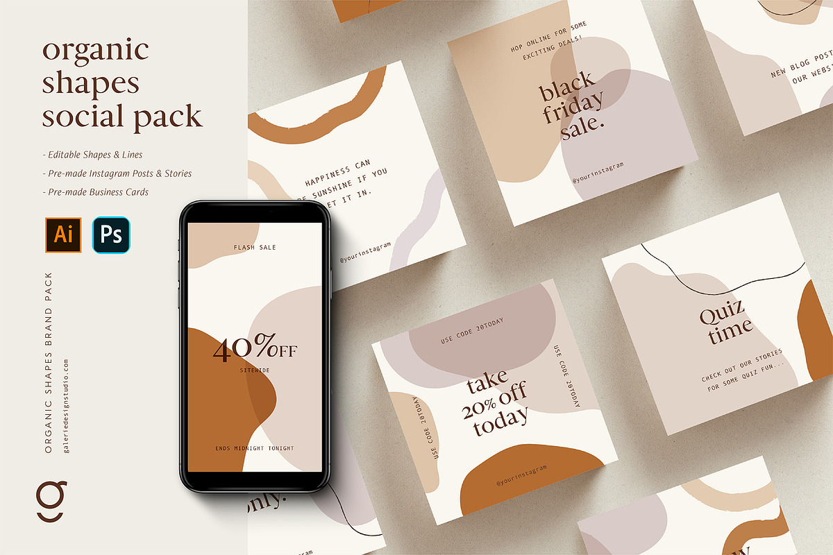 Organic Shapes Brand Pack in Instagram Templates - product preview 8