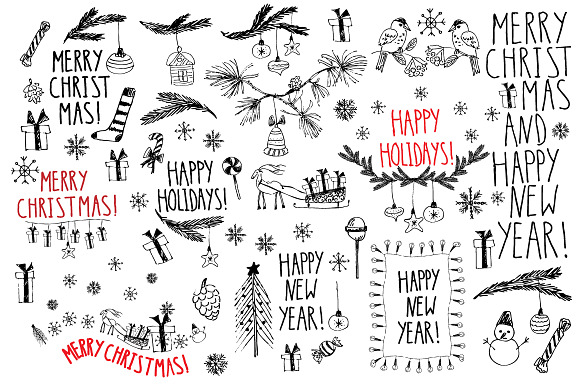 Christmas doodle set in Illustrations - product preview 1