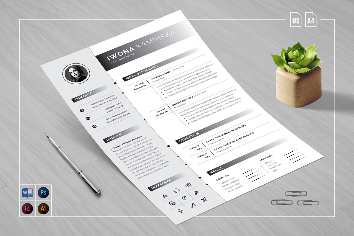 Modern Resume Template Word in Resume Templates - product preview 8