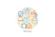 TRAVEL Concept with icons and signs