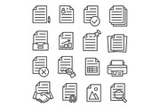 Documents line icons set on white