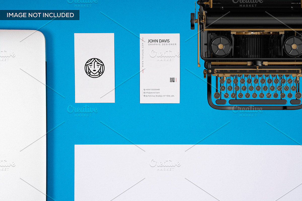 Business Card Mockup in Blue 4 in Print Mockups - product preview 8