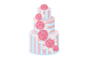 Three-Tier Wedding Cake Decorated