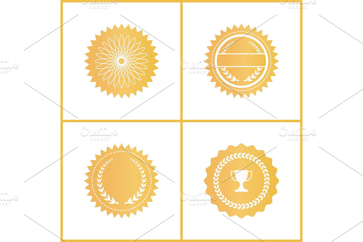 Round Gold Certificate Emblems for in Illustrations - product preview 8
