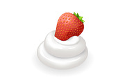 Ripe Strawberry on Top of Whipped