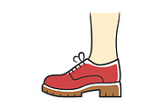 Chunky brogues red color icon
