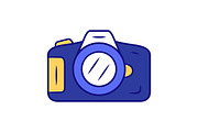 Photo camera blue color icon
