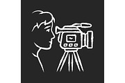 Cameraman chalk icon