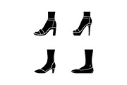 Women formal shoes glyph icons set